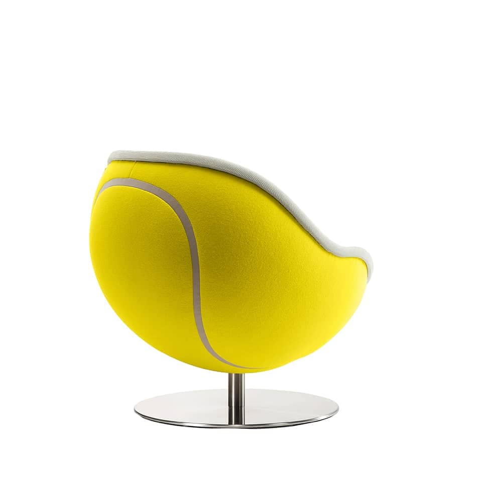 picture of a lillus tennis chair volley lounge chair in yellow colour exclusive sports furniture for sports management sports service gastronomy made in germany