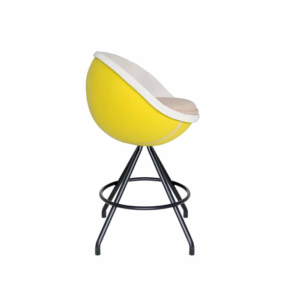 image of a counter stool lounge chair lillus by lento tennis chair ball chair ball seat round chair in yellow colour volley design german interior design exclusive sports furniture for shop fitting gastronomy retail design