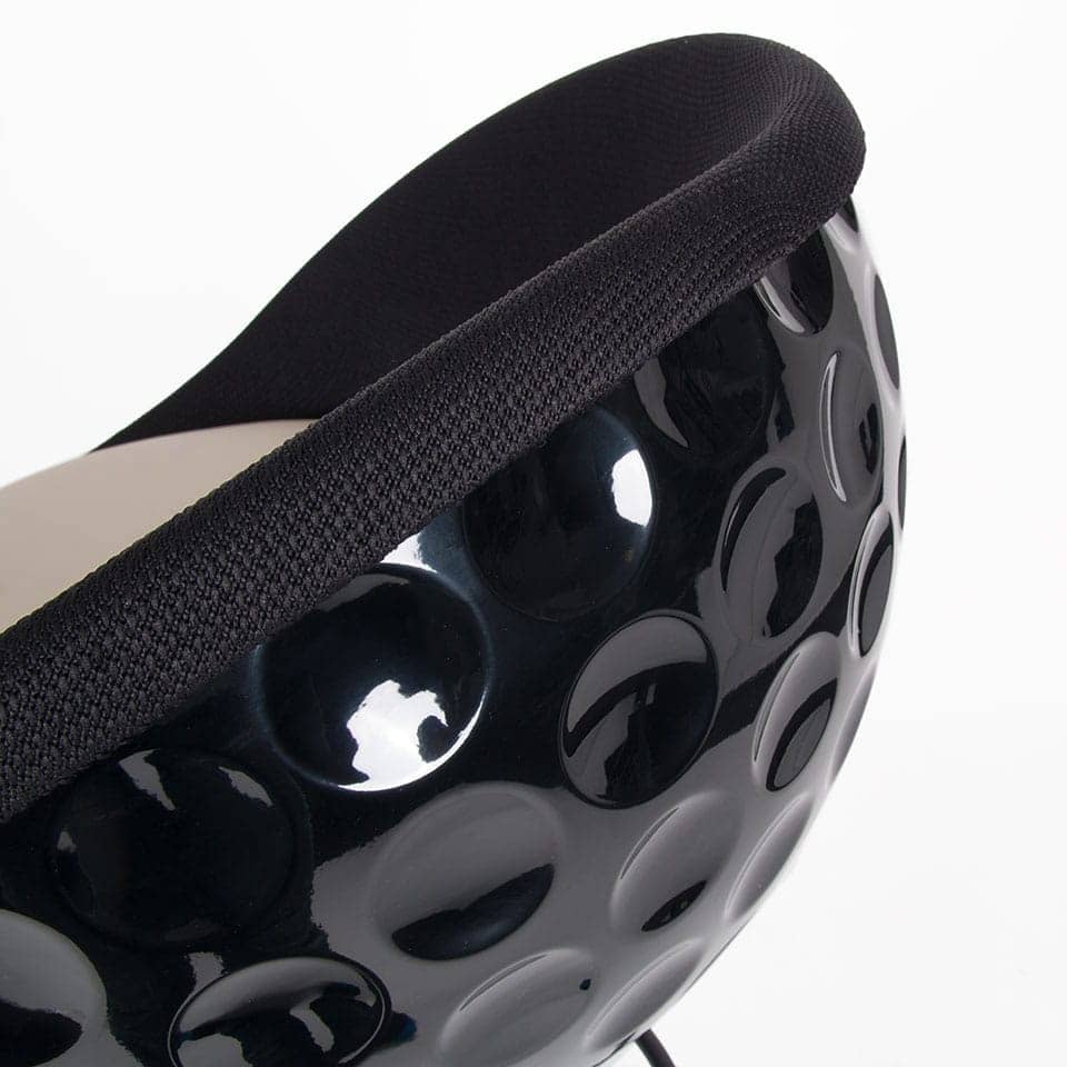 detail picture of a counter stool ball seat ball stool in golf design black with seat cushion exclusive unique interior design made in germany