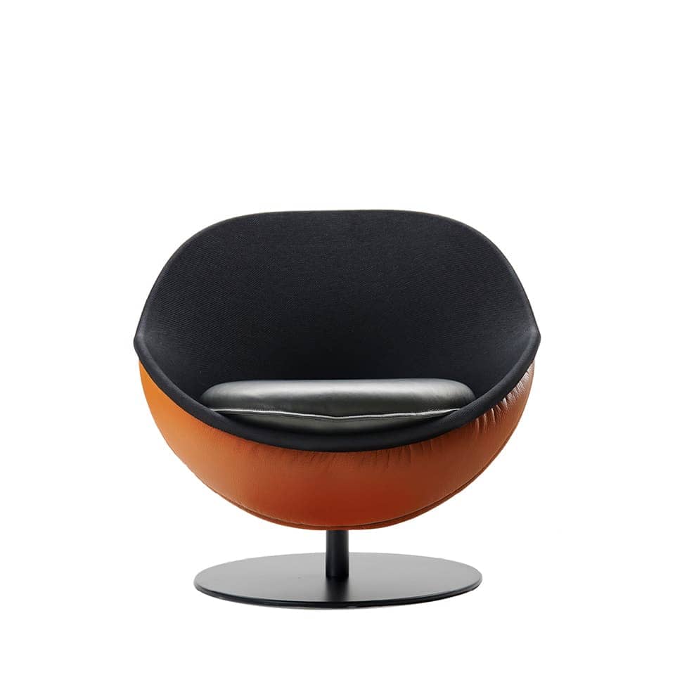 image of a lillus lounge chair basketball chair by lento ball seat ball chair bowl chair round chair black leather with seat cushion iconic sports furniture made in germany for shop fitting retail design sports service