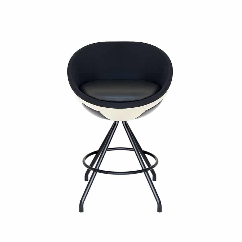 image of a lillus counter stool ball stool counter chair round chair with seat cushion black leather made in germany