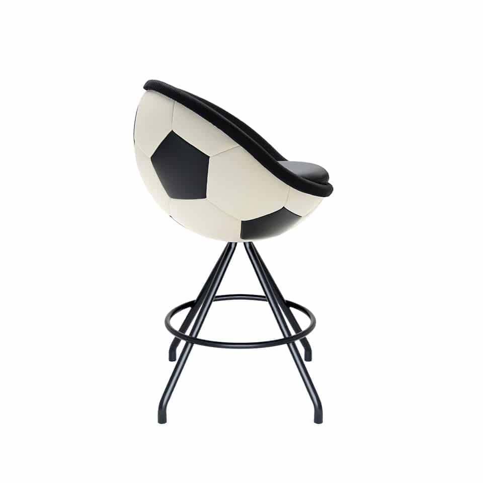 picture of a counter stool chair lillus by lento in hattrick football design football stool ball chair in leather black and white sports furniture interior design