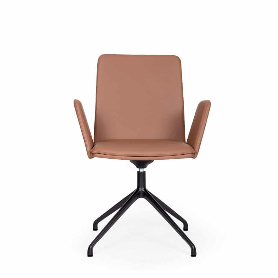 Bild von Konferenzstuhl sitting smart von lento ergonomischer Drehstuhl aus Leder in braun mit Armlehnen direkt vom Hersteller aus Deutschland