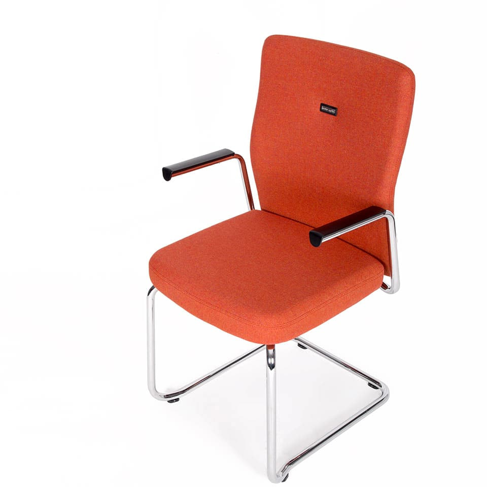 Bild zu agilis Freischwinger mit Armlehnen ergonomischer Konferenzstuhl Besucherstuhl in Stoff orange von lento aus Deutschland